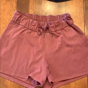 Pink comfy yoga shorts from lululemon